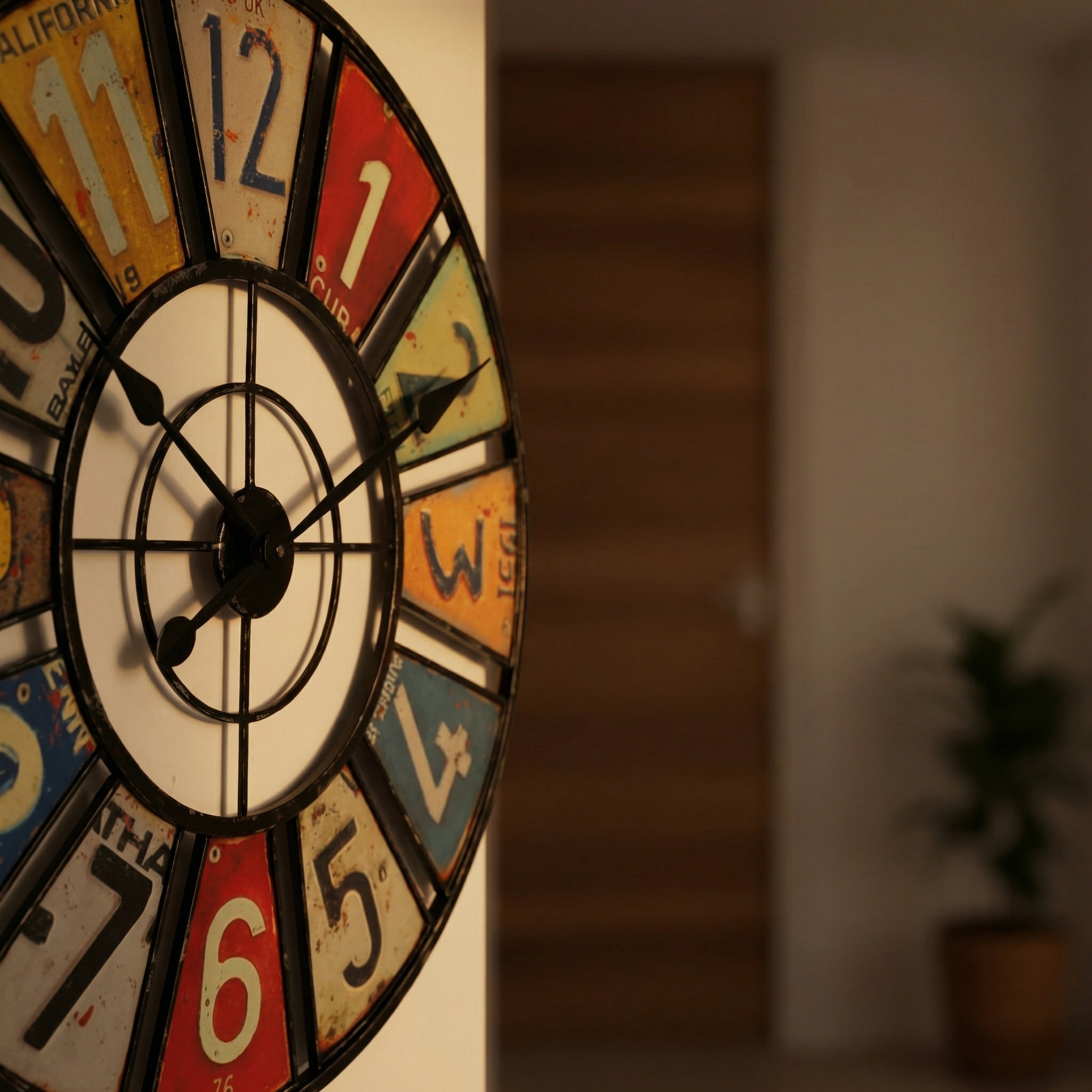 Horloge murale rétro colorée – design industriel