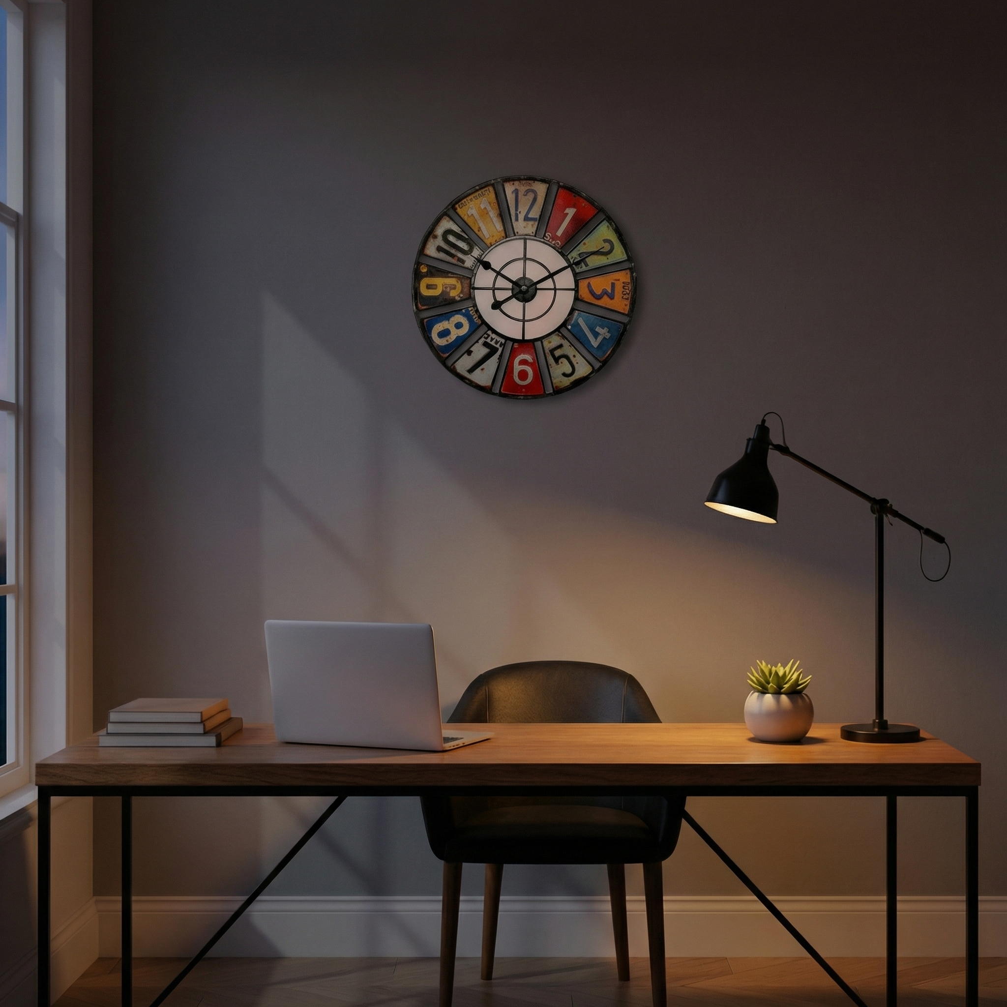 Horloge murale rétro colorée – design industriel